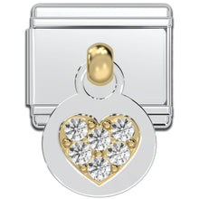 Load image into Gallery viewer, Italian Charm Bracelet Charms - Dangle Rhinestone Heart Links