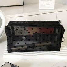 Load image into Gallery viewer, Black Love Mesh Portable Make Up Bag DP25A593