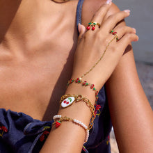 Load image into Gallery viewer, Colorful Beaded Flower Cherry Hand Chain Bracelet 8ZA6JBR149L