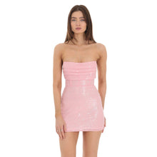 Load image into Gallery viewer, Sequin Strapless Corset Dress in Pink