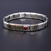 Load image into Gallery viewer, Italian Charm Bracelet Charms - Red Enamel Heart Links

