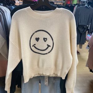 Le Lis Smiley Face Crop Sweater
