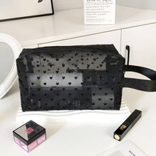 Load image into Gallery viewer, Black Love Mesh Portable Make Up Bag DP25A593

