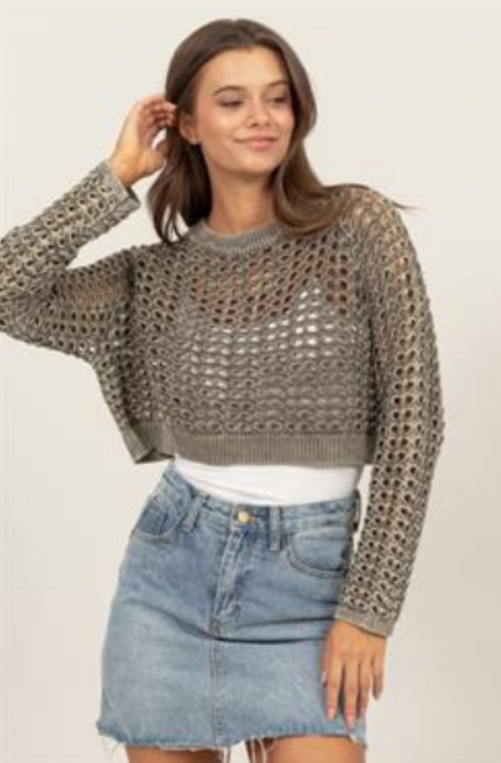 Hyfive Open Hole Crop Sweater