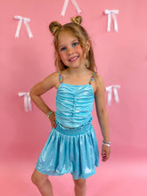Load image into Gallery viewer, Blue metalic skort set
