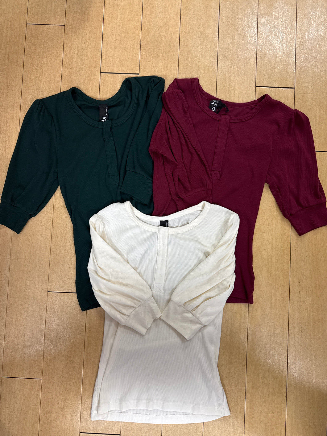 Bobi Henley Puff Sleeve Tee