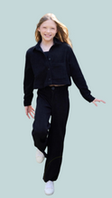 Load image into Gallery viewer, Vintage Havana Black Cord Button Crop Jacket
