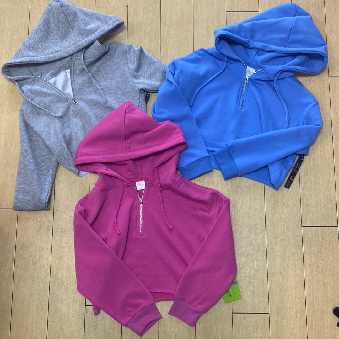 Suzette Half Zip Crop Hoody #CS9442K – Pink and Blues