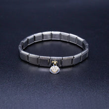 Load image into Gallery viewer, Italian Charm Bracelet Charms - Dangle Rhinestone Heart Links
