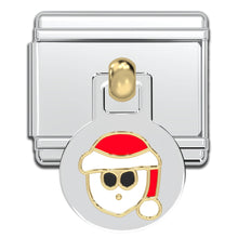 Load image into Gallery viewer, Italian Bracelet Dangle Charm - 9mm Santa Claus Holiday Links
