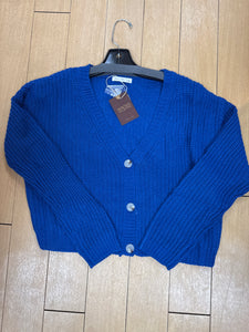 Active Basic KS Button Down Crop Cardigan