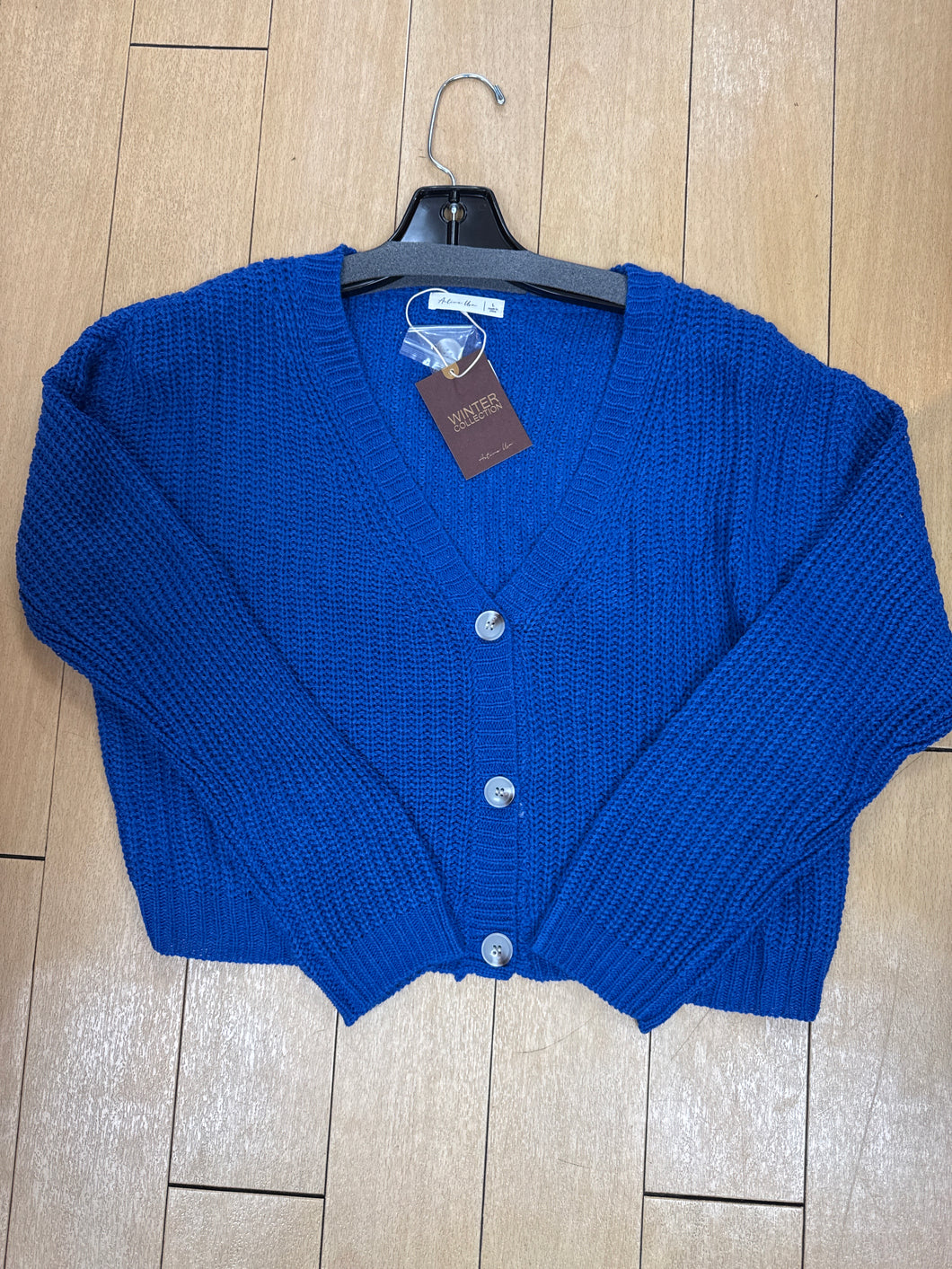 Active Basic KS Button Down Crop Cardigan