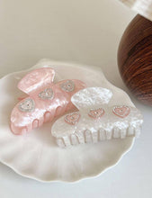Load image into Gallery viewer, Sweet Heart Rhinestone Acetate Hair Claws 8AS6HCP01
