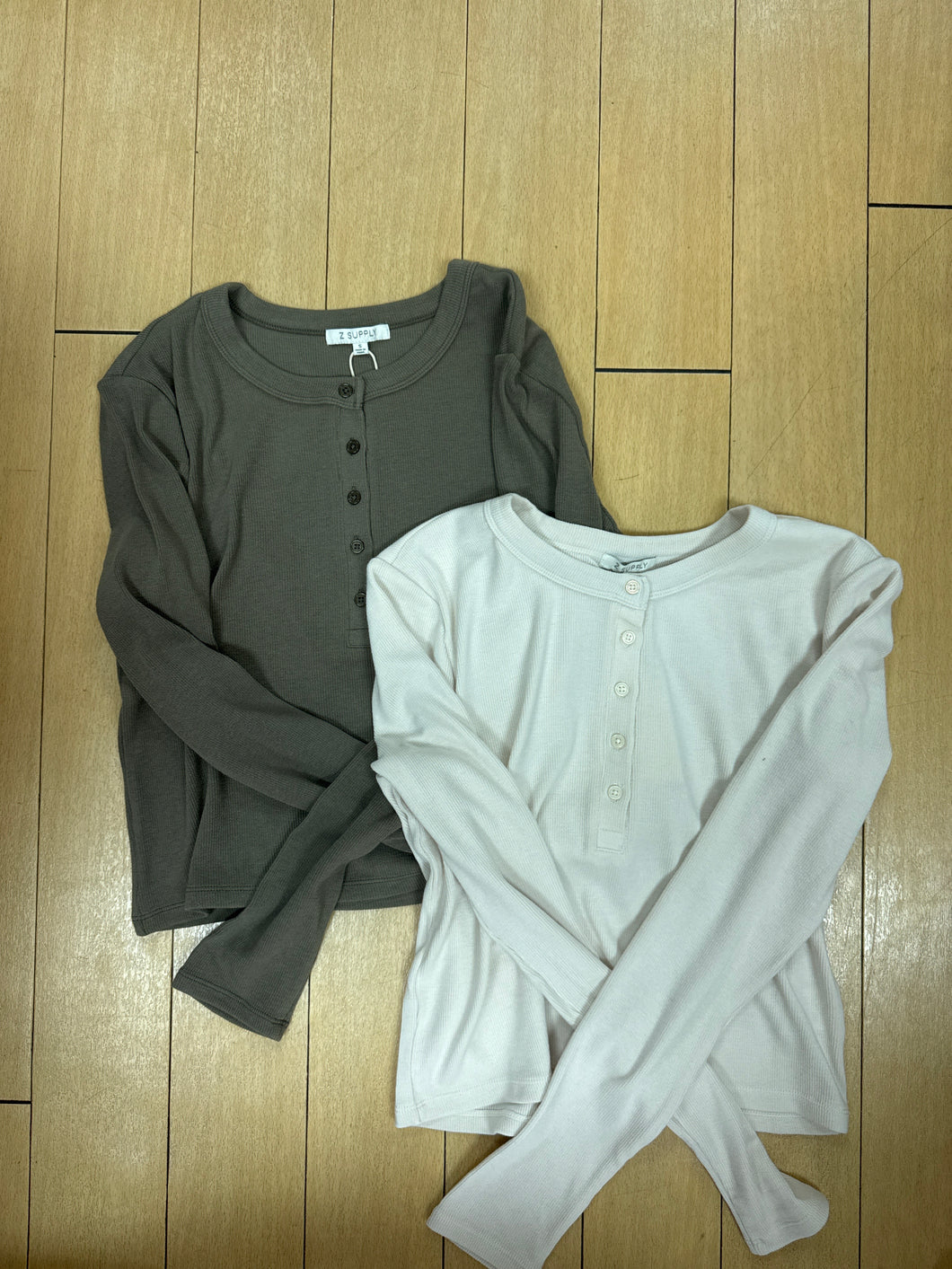 Z Supply Thermal Henley Crop Top