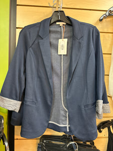 Skies Are Blue Chambray Knit Blazer