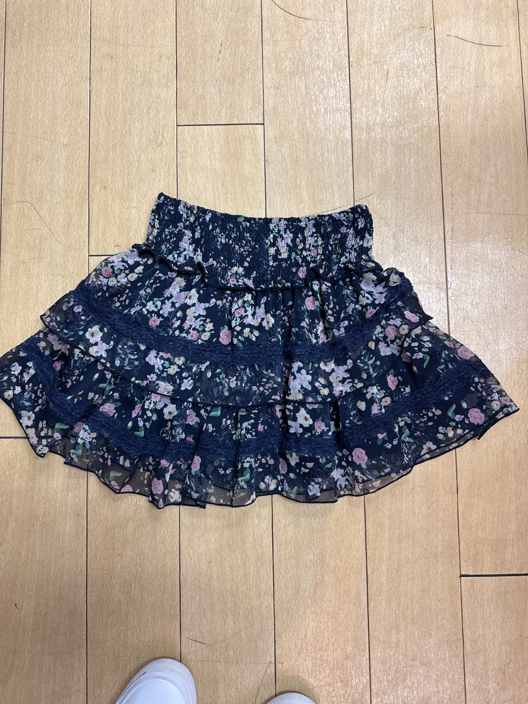 Flowers By Zoe Chiffon Ruffle Skirt W Lace