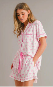 Bow 2 Piece PJ Shorts Set