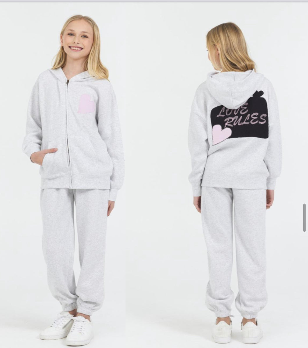 Vintage Havana Zip Hoody W Heart Emb