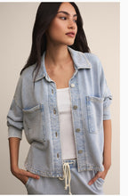 Load image into Gallery viewer, Z Supply Washed Knit Indigo Crop Jacket
