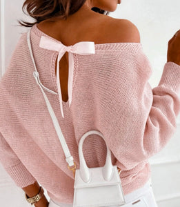 Ribbon Bow Knot Dolman Sleeve Sweater