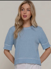Load image into Gallery viewer, Active Basic SS Sweater W Contrasting Stitch
