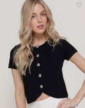 Load image into Gallery viewer, Active Basic SS Cardigan W Silver Buttons
