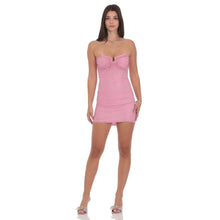 Load image into Gallery viewer, Strapless Rhinestone Embellished Dress in Pink
