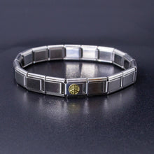 Load image into Gallery viewer, Italian Bracelet Charm - Peace Sign (Gold) 9mm Links
