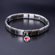 Load image into Gallery viewer, Italian Bracelet Dangle Charm - Red &amp; Pink Hearts 9mm Links
