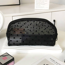 Load image into Gallery viewer, Black Love Mesh Portable Make Up Bag DP25A593
