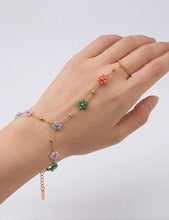 Load image into Gallery viewer, Colorful Beaded Flower Cherry Hand Chain Bracelet 8ZA6JBR149L
