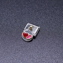 Load image into Gallery viewer, Italian Bracelet Dangle Charm - Red &amp; Pink Hearts 9mm Links
