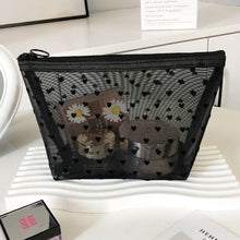 Load image into Gallery viewer, Black Love Mesh Portable Make Up Bag DP25A593
