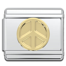 Load image into Gallery viewer, Italian Bracelet Charm - Peace Sign (Gold) 9mm Links
