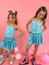 Load image into Gallery viewer, Blue metalic skort set
