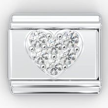 Load image into Gallery viewer, Italian Charm Bracelet Charms - Rhinestone Heart Links
