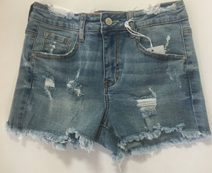 Light Wash Freyed Mid Rise Short